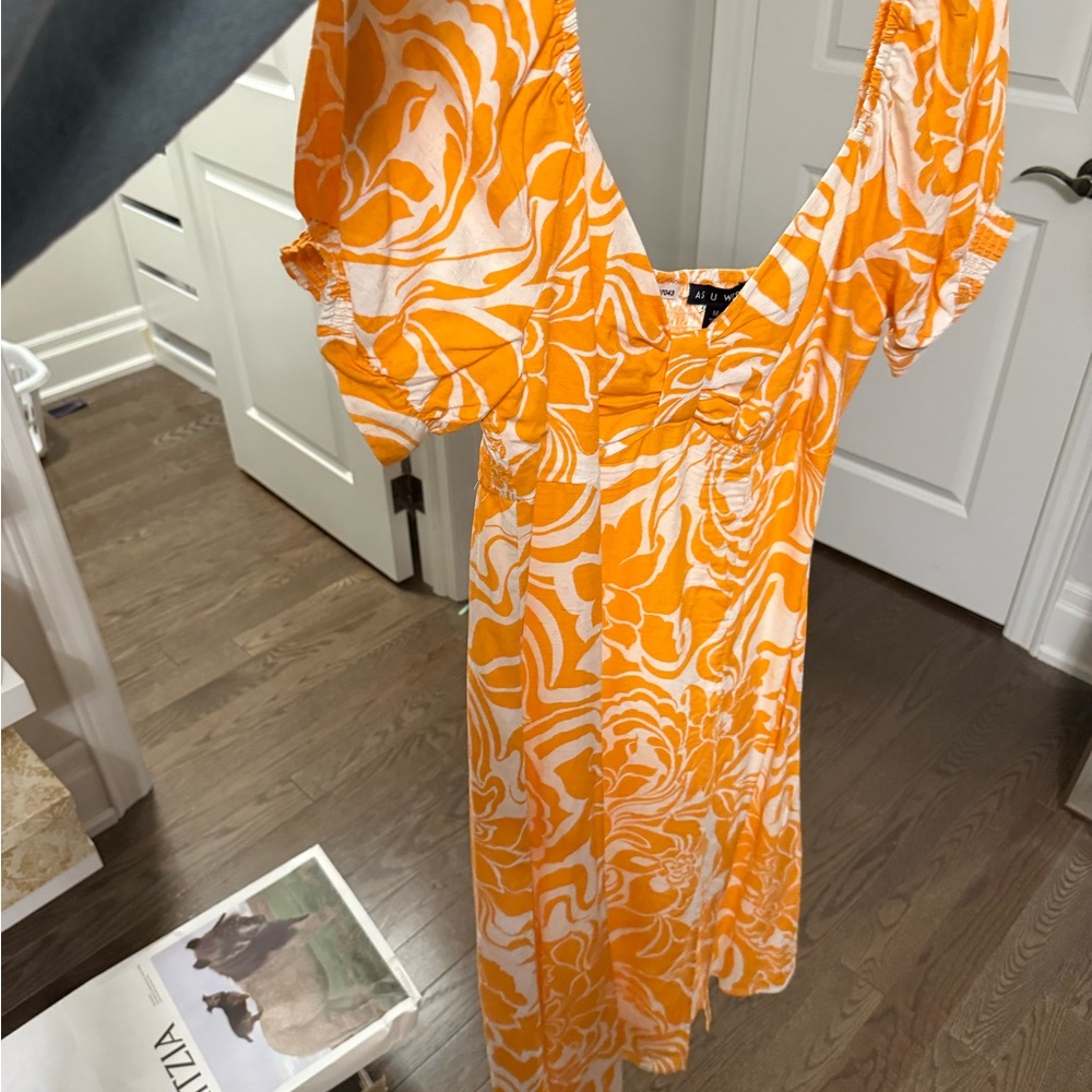 A.L.C. Orange and White Backless Dress